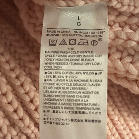 BANANA REPUBLIC Pink Ribbed Knit‎ Sweater Oversized Relaxed Fit Size L Factory - Picture 10 of 10